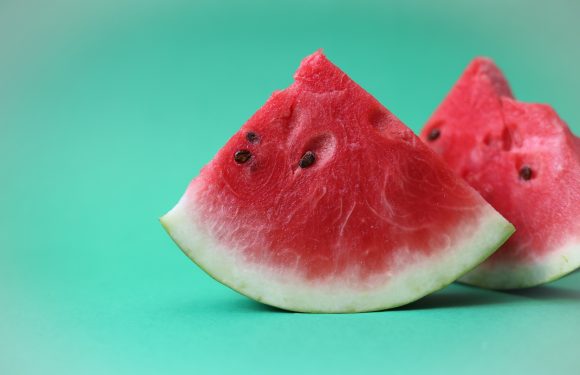 Two quarter slices of watermelon