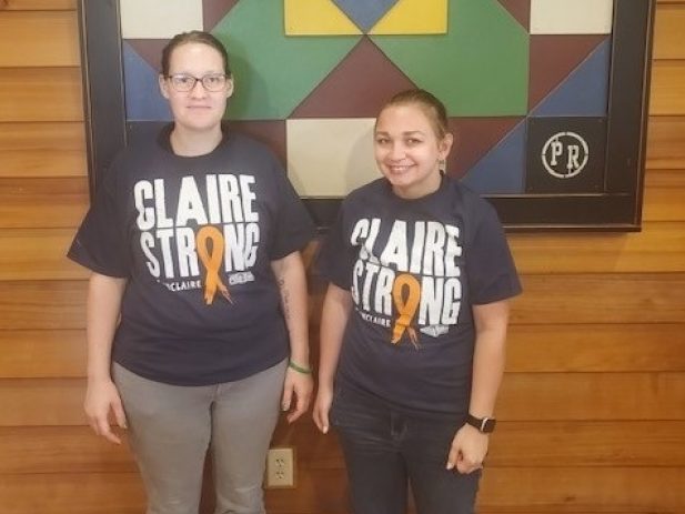 Pizza Ranch Team Members in "Claire Strong" t-shirts