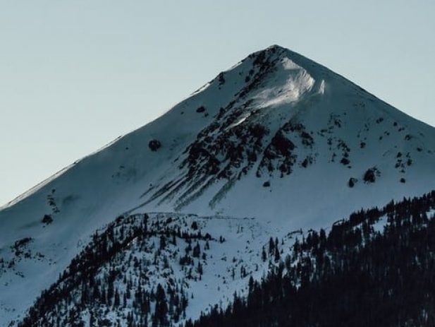 Snow capped Mountain peak