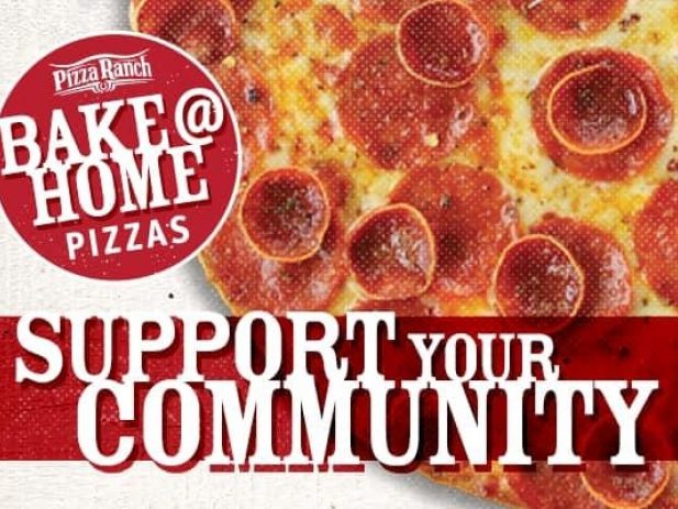 Picture of Pepperoni Pizza with a banner reading "Support Your Community"