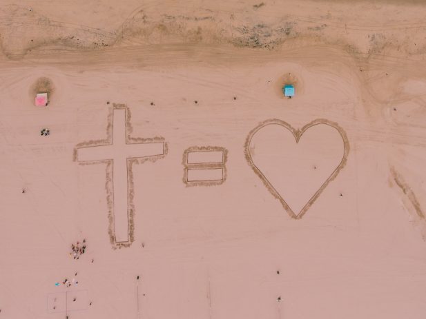 Cross = Heart (drawn in the sand)