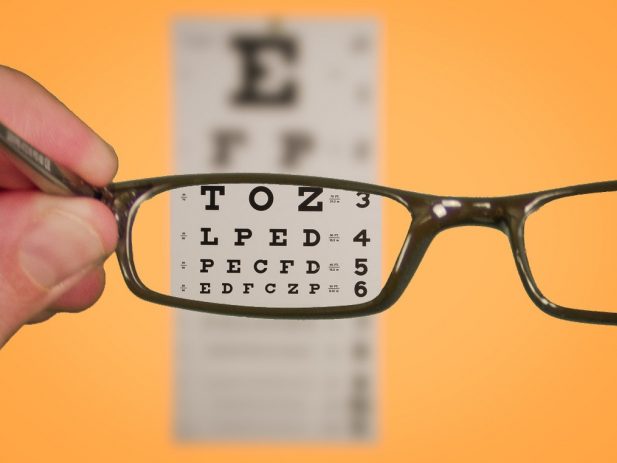 Eye Chart viewed though glasses