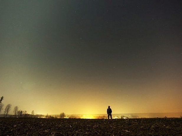 Man alone at dusk