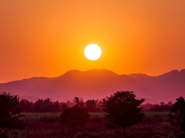 Orange sunset over mountains